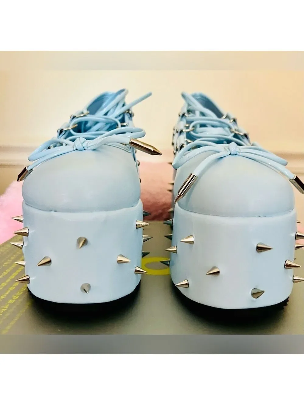 NIB Size 7 Dolls Kill KOI Footwear Zorina Lace Up Platform Ballet Shoes in Blue